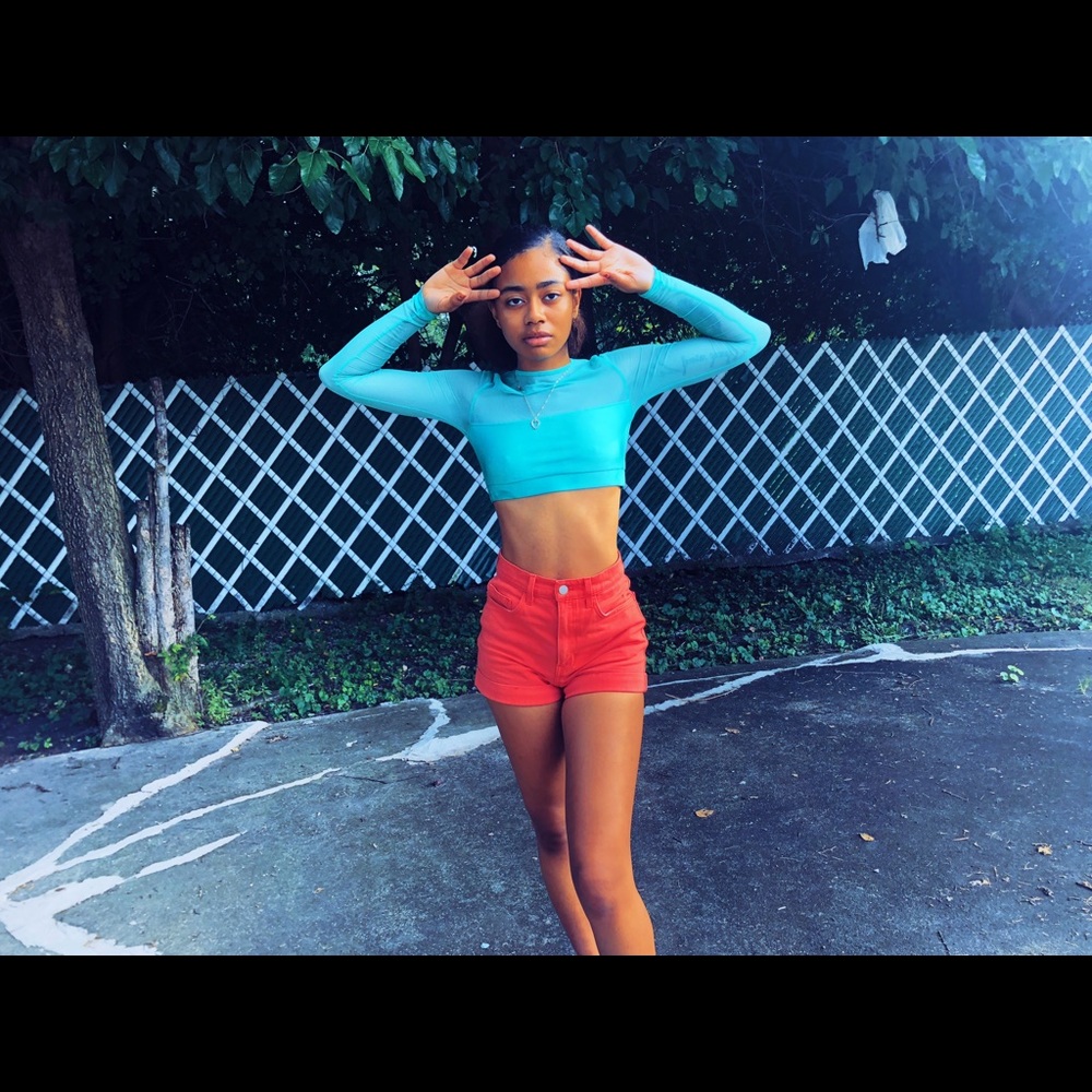 American Apparel Orange High Waist Shorts